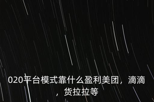 020平臺模式靠什么盈利美團(tuán)，滴滴，貨拉拉等