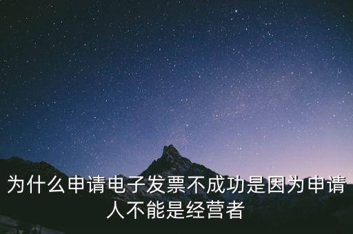 為什么申請電子發(fā)票不成功是因為申請人不能是經營者
