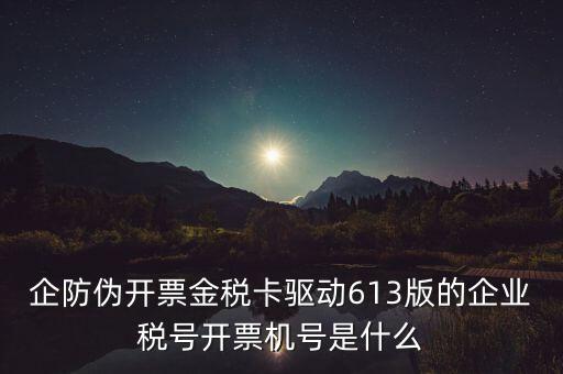 金稅盤企業(yè)稅號是什么，企防偽開票金稅卡驅(qū)動613版的企業(yè)稅號開票機號是什么