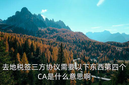 稅務(wù)局ca是什么意思，去地稅簽三方協(xié)議需要以下東西第四個CA是什么意思啊