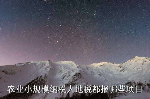 地稅農(nóng)產(chǎn)品需要報(bào)什么，農(nóng)業(yè)小規(guī)模納稅人地稅都報(bào)哪些項(xiàng)目
