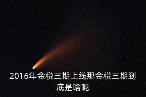 金三稅什么意思，2016年金稅三期上線那金稅三期到底是啥呢