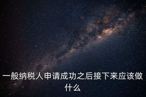 一般納稅人申請成功之后接下來應該做什么