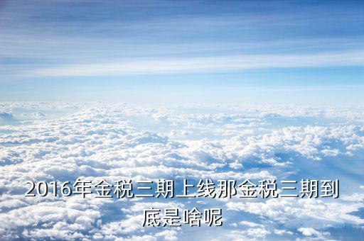 金穗三期是什么，金稅三期是什么意思