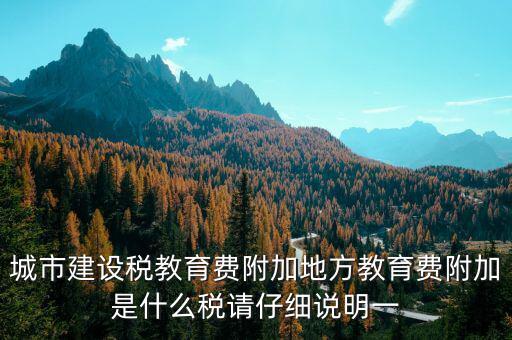 地方附加稅是什么，城市建設(shè)稅教育費附加地方教育費附加是什么稅請仔細說明一