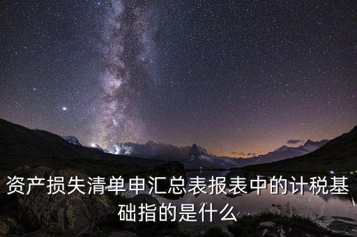 資產(chǎn)損失清單申匯總表報表中的計稅基礎指的是什么