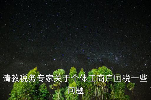 請(qǐng)教稅務(wù)專家關(guān)于個(gè)體工商戶國(guó)稅一些問(wèn)題