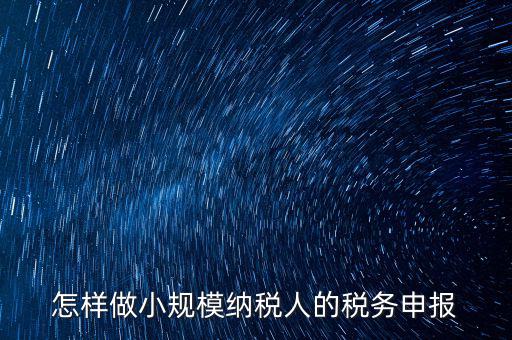 小規(guī)模納稅人水利基金如何申報，怎樣做小規(guī)模納稅人的稅務申報