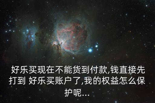  好樂(lè)買(mǎi)現(xiàn)在不能貨到付款,錢(qián)直接先打到 好樂(lè)買(mǎi)賬戶了,我的權(quán)益怎么保護(hù)呢...