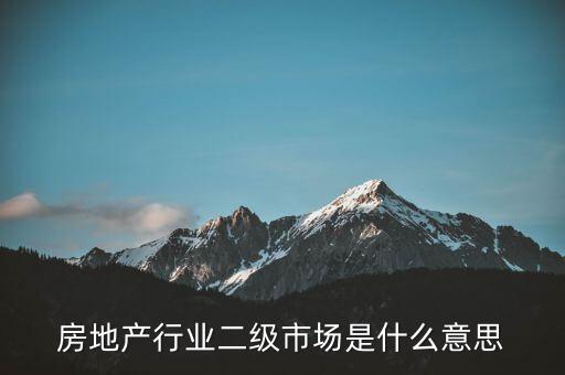 什么是二級(jí)行業(yè)，會(huì)計(jì)中所說(shuō)的一級(jí)二級(jí)市場(chǎng)是指什么