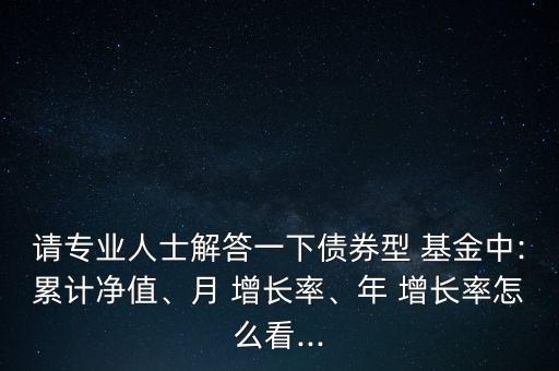 請專業(yè)人士解答一下債券型 基金中:累計凈值、月 增長率、年 增長率怎么看...