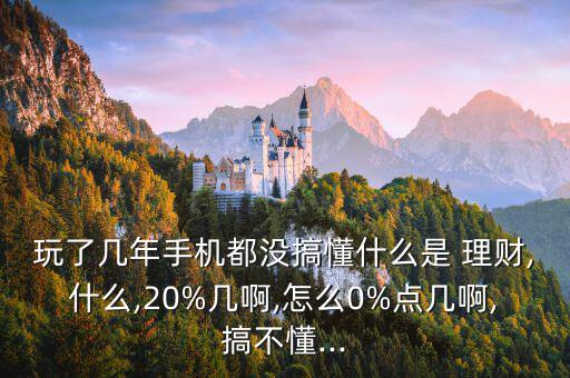 玩了幾年手機(jī)都沒搞懂什么是 理財,什么,20%幾啊,怎么0%點幾啊,搞不懂...