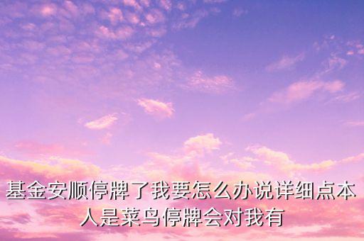 基金安順停牌了我要怎么辦說(shuō)詳細(xì)點(diǎn)本人是菜鳥停牌會(huì)對(duì)我有