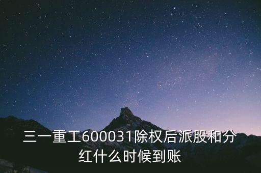 三一重工600031除權后派股和分紅什么時候到賬