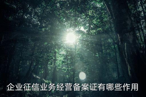 企業(yè)征信業(yè)務(wù)經(jīng)營備案證有什么用，中國人民銀行機構(gòu)信用代碼證有什么作用