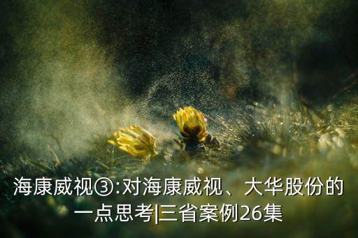 ?？低暍?對(duì)?？低?、大華股份的一點(diǎn)思考|三省案例26集